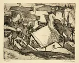 Ernst Ludwig Kirchner, Alpleben, Stafelalp, 1919, Line and area etching