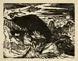 Stafelalp mit Altein und Tinzenhorn by Ernst Ludwig Kirchner, 1918, Woodcut, sold Sep 2021