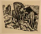 Weidende Kühe – Fünf Kühe by Ernst Ludwig Kirchner, 1917/1918, Woodcut, sold Sep 2021