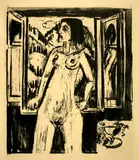 Ernst Ludwig Kirchner, Nackte Frau am Fenster, 1920, Lithograph