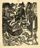 Milchwagen auf der Staflerstrasse by Ernst Ludwig Kirchner, 1919, Woodcut, sold Sep 2021