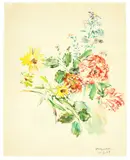 Oskar Kokoschka, Bunte Sommerblumen, 1965, Watercolour
