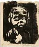 Erwerbslos - Teildruck des Kinderkopfes by Käthe Kollwitz, 1924 or early 1925, Woodcut, sold Sep 2021