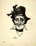 Ludwig Meidner, Frauenbildnis, mit Hut, 1916, Reed pen and brush in black ink, over a light preliminary drawing in pencil