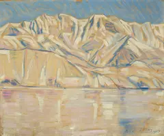 Oskar Lüthy, Seelandschaft mit Bergen, 1911, Oil on canvas