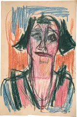 Albert Müller, Portrait Anna Müller, 1925, Farbige Fettkreiden