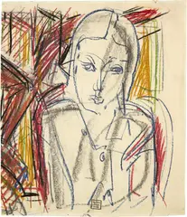 Albert Müller, Frauenportrait, Before 1926, Coloured chalk drawing