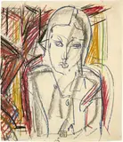 Albert Müller, Frauenportrait, Before 1926, Coloured chalk drawing