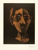 Jacqueline au bandeau. I by Pablo Picasso, Mougins, 13 February 1962, Colour linocut, sold Sep 2021