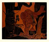 Femme à la source by Pablo Picasso, Mougins, 20 April 1962, Colour linocut, sold Sep 2021