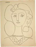 La femme au collier by Pablo Picasso, 29 March 1947, Lithograph, sold Sep 2021