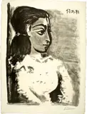Buste de femme au corsage blanc by Pablo Picasso, Cannes, 17 December 1957, Lithograph, sold Sep 2021