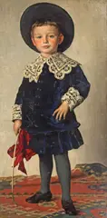 Karl Stauffer-Bern, Knabenportrait Erich Benjamin, 1884/1885, Oil on canvas