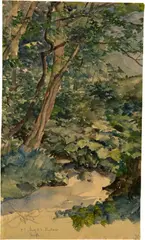 Karl Stauffer-Bern, Am Bachufer bei Bukow (Berlin), 1883, Watercolour over pencil drawing