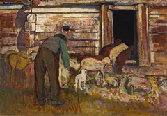 Edouard Vallet, La rentrée des moutons, 1912, Oil on cardboard