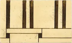 Georges Vantongerloo, Study for 13478/15 brown, greenish, red green, 1937, Gouache on invitation card