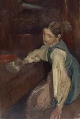 Otto Vautier d.Ä., Mädchen am Tisch sitzend, Circa 1909, Oil on canvas