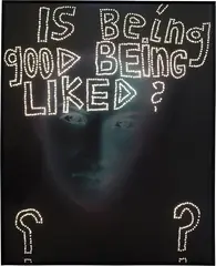 Daniele Buetti, Is being good being liked?, 2010, Light box with perforated photograph in aluminium frame