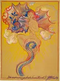 Die wahnsinnige Kate (nach Füssli) by Günter Brus, 1979, Coloured pencil drawing, sold Sep 2021