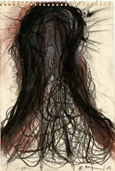 Arnulf Rainer, Köpfe oder Zöpfe, 1969, Pencil and charcoal over watercolour