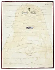 Hans Schärer, Schlafende Madonna, 1970, Oil, mortar, graphite pencil, pebbles, glass and shells on hardboard