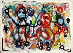 Hans Schärer, Ohne Titel, 1989, Oil and gouache over lithograph