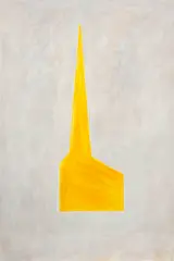 Robert Therrien, No title (Yellow chapel), 1985, Oil and gauze on plywood