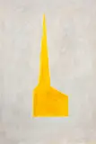 Robert Therrien, No title (Yellow chapel), 1985, Oil and gauze on plywood