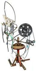 Jean Tinguely, Albatros, 1989, Iron, welded, stool, skull, with electric motor