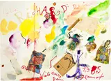 Jean Tinguely, Illustrierter Brief - Lieber Richard, 1985, Felt-tip pen, gouache, collaged, plastic figure