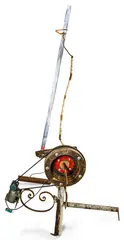Jean Tinguely, Der Spinner, 1991, Iron, welded, wooden wheel, with electric motor