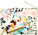 Jean Tinguely, Illustrierter Brief - Lieber Richard, 24 June 1988, Ink, gouache, felt-tip pen, collaged, with fabric flowers and green string