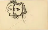 Cuno Amiet, Bildnis von Émile Bernard und seiner Freundin Maria, 1892, Black charcoal