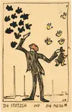 Cuno Amiet, Die Spatzen und die Meisen. Postkarte, 23 February 1923, Pen and ink, colour pencil and pencil
