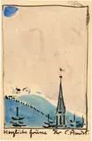 Cuno Amiet, Der Kirchturm in Davos. Postkarte