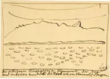 Cuno Amiet, In ruheloser Bewegtheit flimmert der See. Postkarte, 1931, Pen and ink, illustration and script