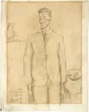 René Victor Auberjonois, Autoportrait, 1944, Pencil drawing, lightly wiped in places