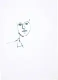 Stephan Balkenhol, Ohne Titel (Gesicht), 1989, Blue ink