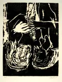 Georg Baselitz, Mann und Frau III (mit Tanne), 1985, Woodcut, printed from two plates