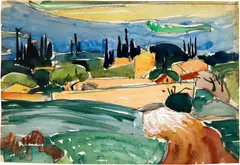 Hans Berger, Landschaft bei Avignon, 1911/12, Watercolour over charcoal