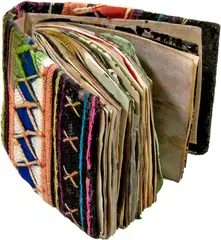 Elsbeth Böniger, Ohne Titel (Skizzenbuch), 2005-2006, Sketchbook with drawings in various techniques and materials, in fabric cover