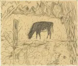 Pierre Bonnard, Vache dans un pré, Around 1920, Pencil drawing