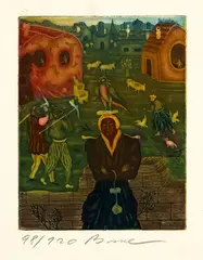 Arik Brauer, Sammelnummer mit verschiedenen Motiven, 4 aquatint colour etchings