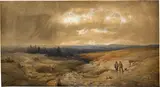 Alexandre Calame, Deux chasseurs, Around 1835, Watercolour, heightened with white