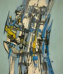 Franz Fedier, Hinauf-Hinab, 1955, Oil on rough canvas