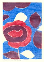 Ferdinand Gehr, Rose blau, 1968, Colour woodcut