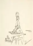 L'atelier à la sellette I by Alberto Giacometti, 1964, Etching, sold Sep 2021