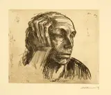 Käthe Kollwitz, Selbstbildnis, 1921, Etching and polishing steel