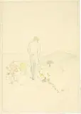 Heiner Kielholz, Wanderer. - Mann am Tisch. - Spaziergang, 1980, 3 pencil drawings, one of them watercoloured