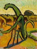Reinhold Kündig, Landschaftsbild mit Kaktee, Around 1912, Oil on canvas